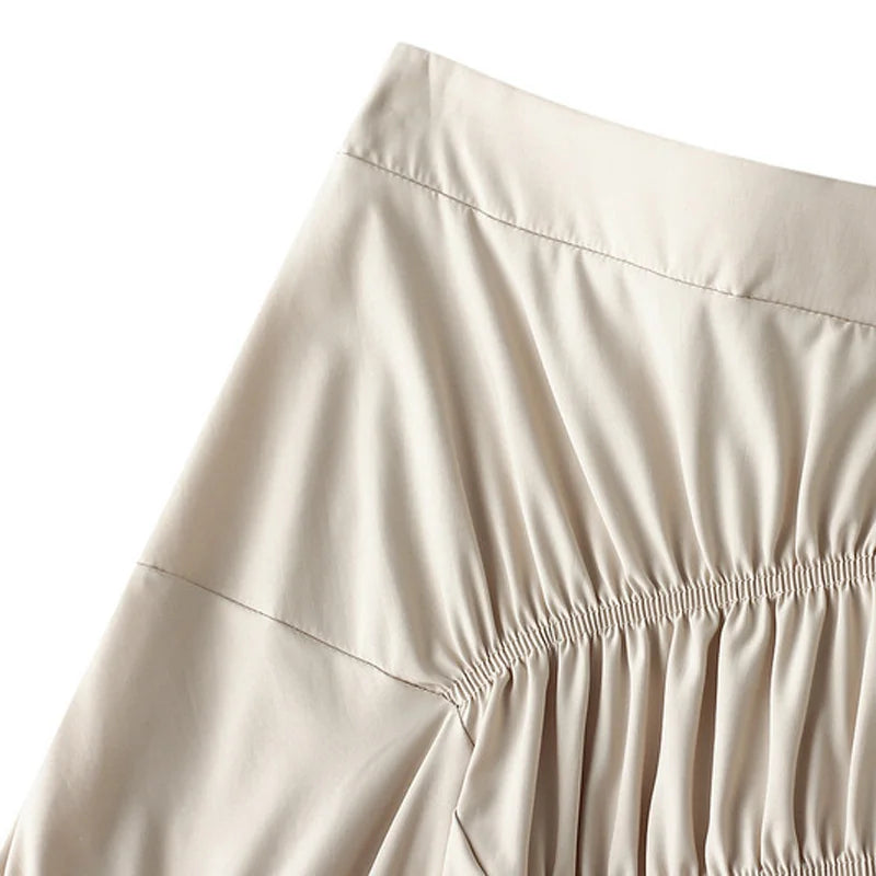 High Waist Pleated Flared Skirt