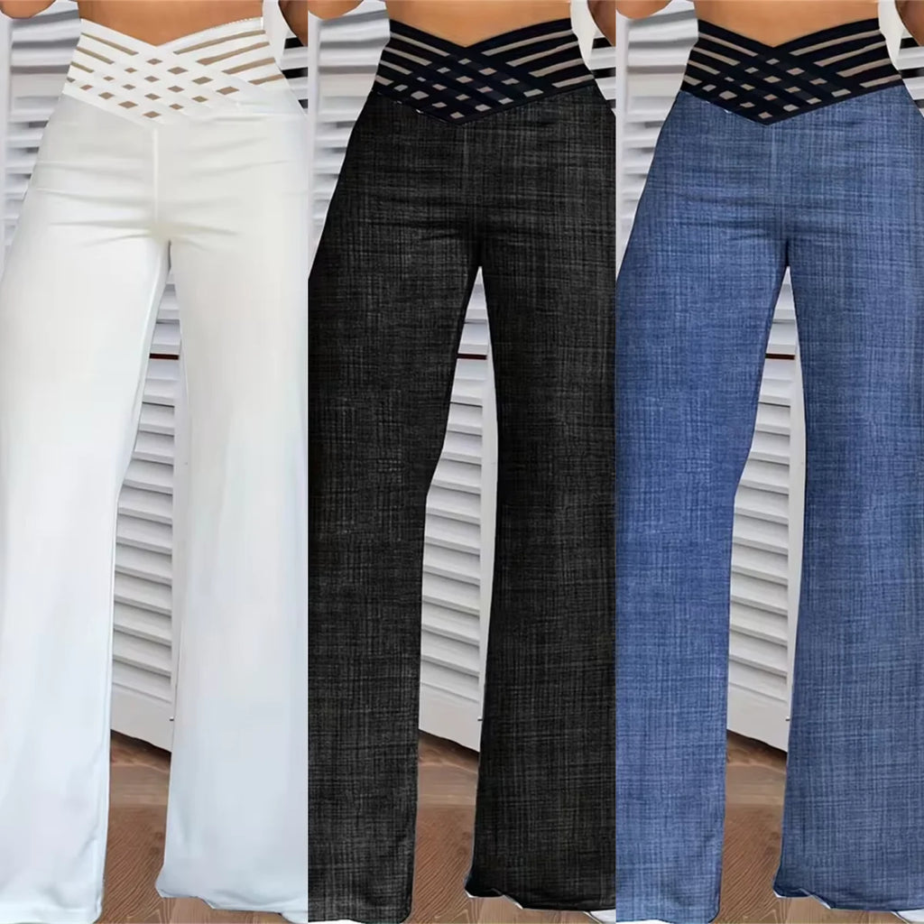 High Waist Hollow-Out Bootcut Pants