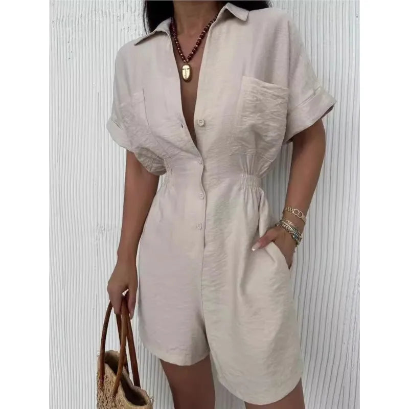 Casual Turn-Down Collar Summer Outfit
