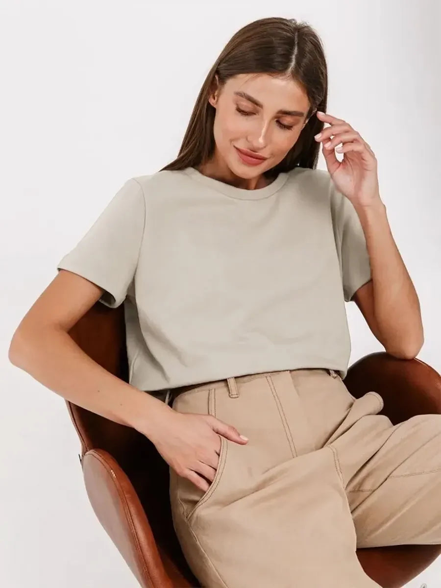 Cotton Summer Tee Short Sleeve Loose Top