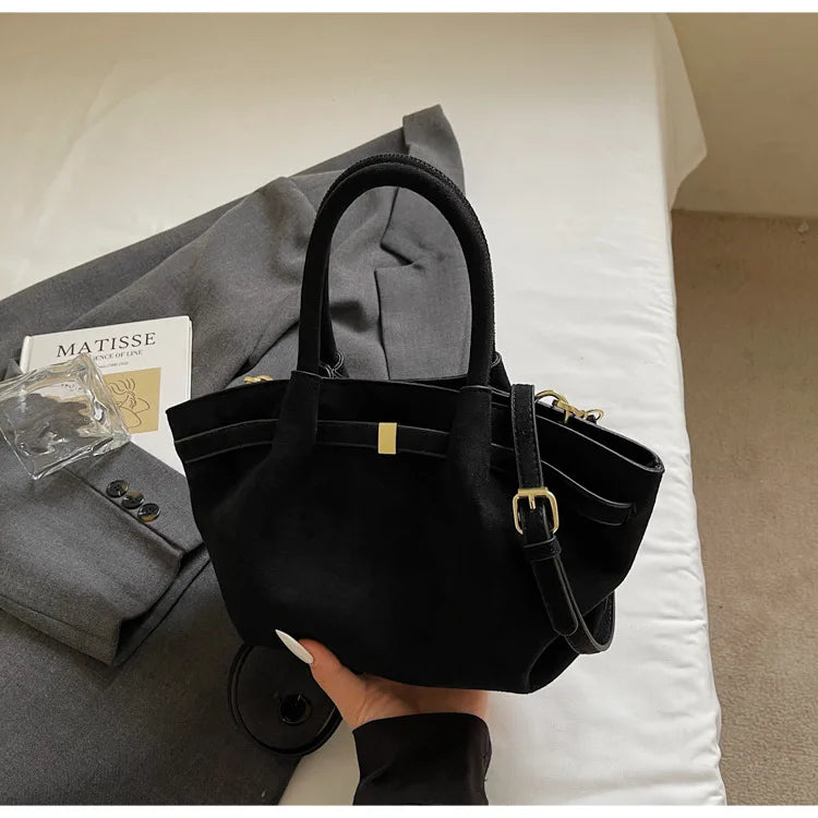 Matte Leather Suede Tote Bag
