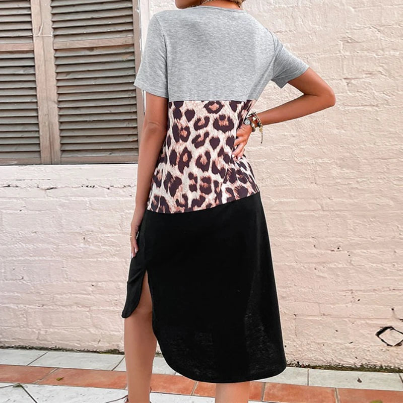 Summer Short Sleeve Split Dress