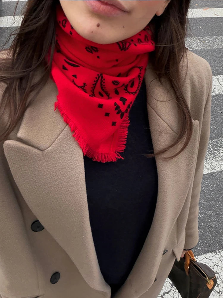 Fringed Paisley Square Scarf