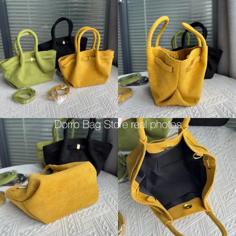 Matte Leather Suede Tote Bag