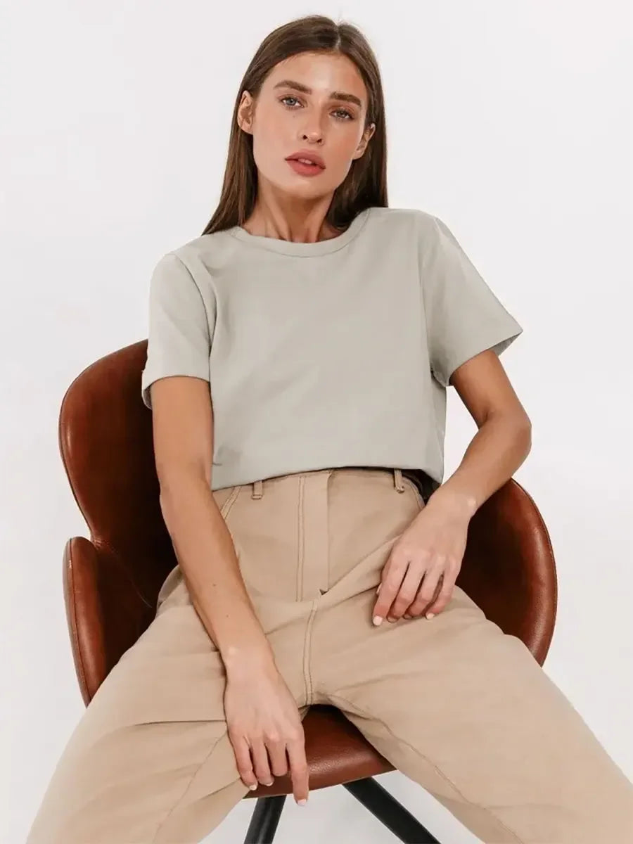 Cotton Summer Tee Short Sleeve Loose Top