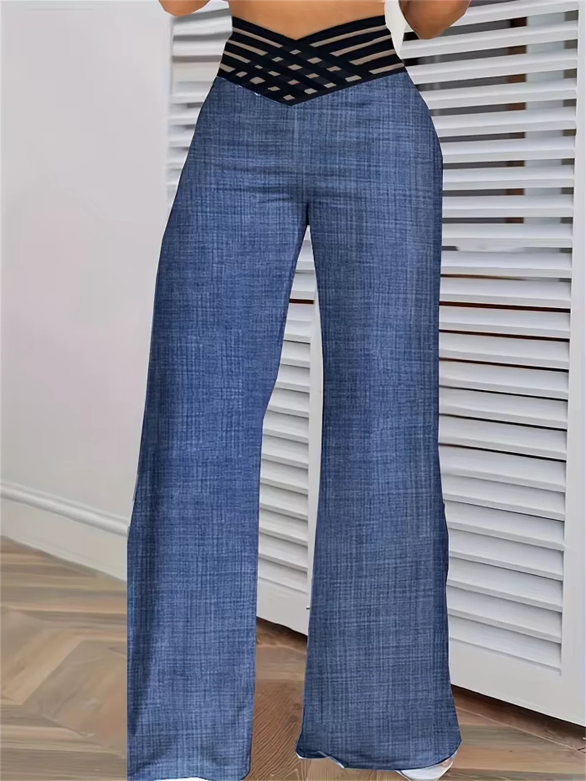 High Waist Hollow-Out Bootcut Pants