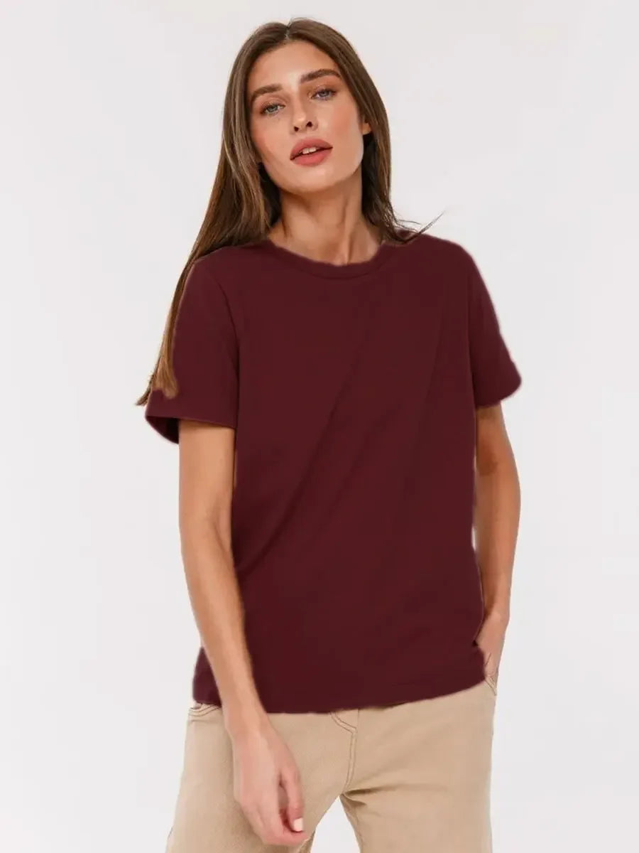 Cotton Summer Tee Short Sleeve Loose Top