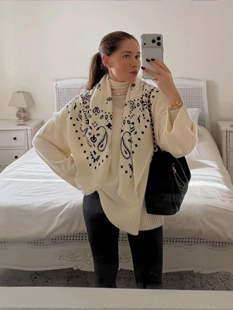 Fringed Paisley Square Scarf