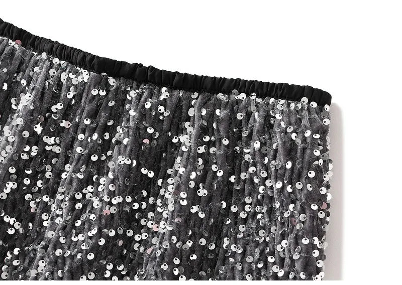High Waist Sequin Maxi Skirt