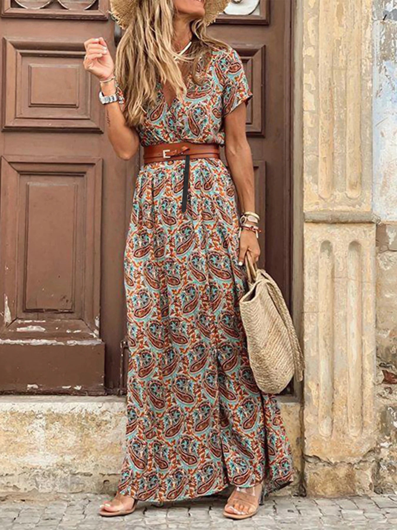 Puff Sleeve Waist Ruched Summer Dress