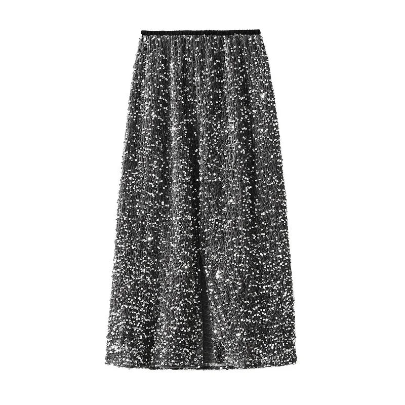 High Waist Sequin Maxi Skirt