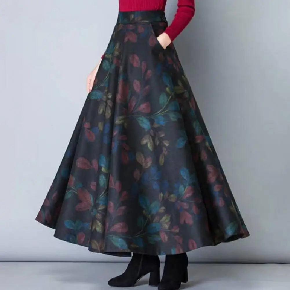 Plaid High Waist A-Line Maxi Skirt