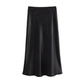 Silk-Like Elastic Waist Midi Skirt