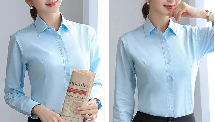 Elegant Long Sleeve Button-Up Blouse