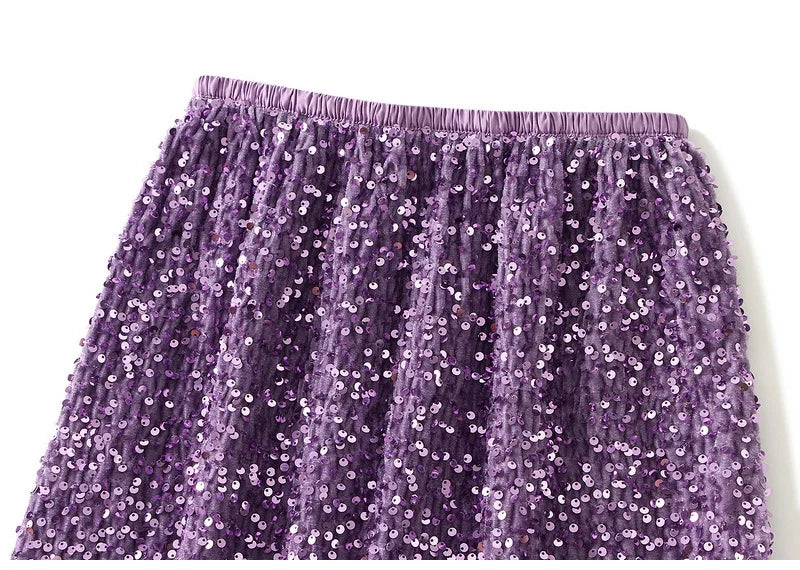 High Waist Sequin Maxi Skirt