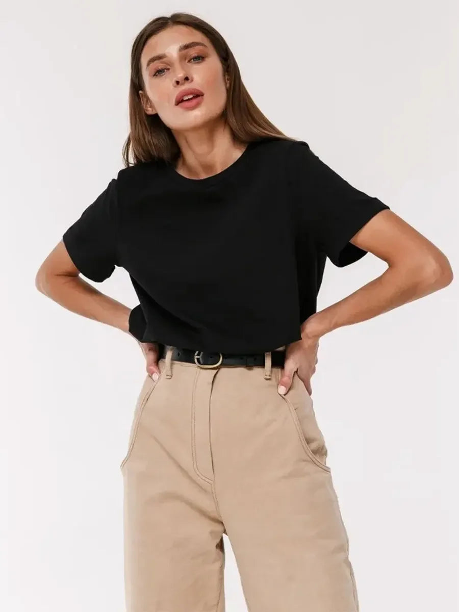 Cotton Summer Tee Short Sleeve Loose Top