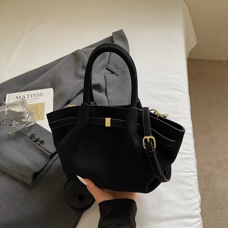 Matte Leather Suede Tote Bag