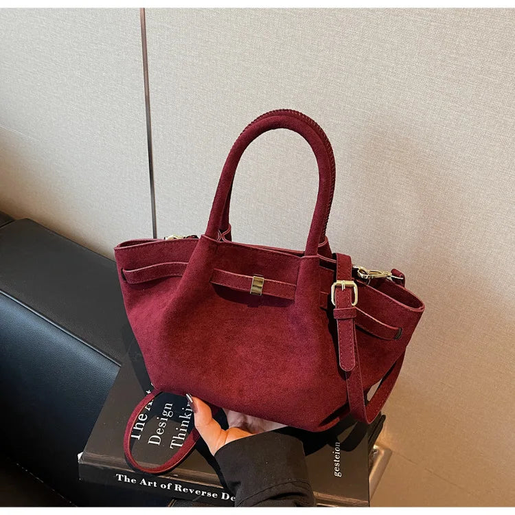 Matte Leather Suede Tote Bag